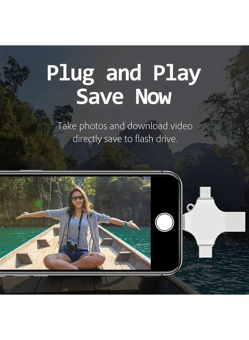 أبلينم ذاكرة فلاش USB متعددة الاستخدامات 4 في 1 بسعة 2 تيرابايت، مزودة بمنافذ USB/Type-C/Micro-USB/iOS، وحدة تخزين خارجية عالية السرعة للهواتف والأجهزة اللوحية وأجهزة الكمبيوتر. - Image 5